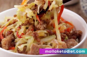 Keto Recipe Chili Blackbean Pork Cabbage Stir Fry