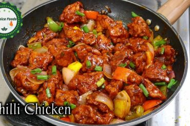 Tasty CHILLI CHICKEN recipe !!!/How to make Restaurant style chicken chilli recipe/A spice foods