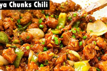 Soya Chili Recipe - Chili Soya Chunks Recipe | Soyabean Chili