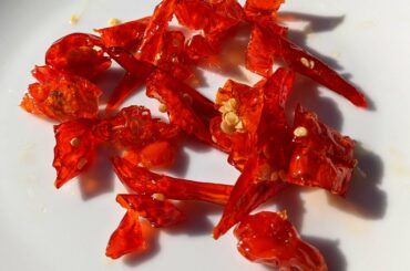 Candied leftover scotch bonnets and cayenettas from making some hot honey. Delicious little murder nuggets!