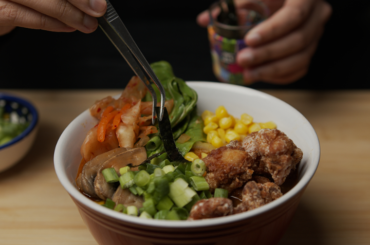 Spicy Japanese fried Chicken and Kimchi Ramen