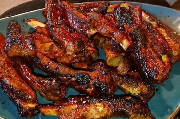 Meat feast. Ribs with an extra hot 'Apple Habanero' BBQ sauce