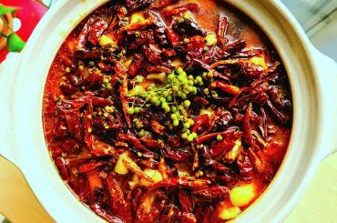 A classic Sichuanese dish: Boiled fish in a seething sea of chiles