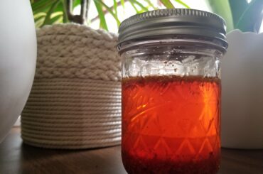 Homemade chili oil with homegrown peppers