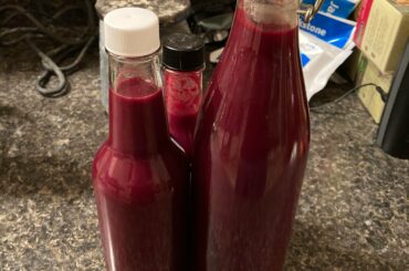 Made my first hot sauce. Blueberry habanero.