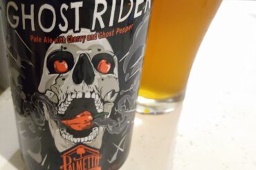 Ghost Rider pale ale with cherry and ghost pepper. It's definitely got some kick.