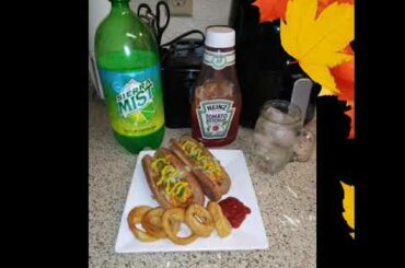 hot Dogs and chili with onion rings