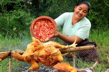 Wow Women Cooking BBQ Chicken With Chili recipe  &  Village Cooking
