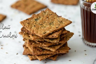 Baked Onion & Sesame crackers | Healthy Wheat crackers recipe | Low calorie snacks recipe