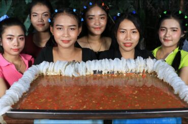 Yummy how to make raw shrimp with chili sauce recipe in my village