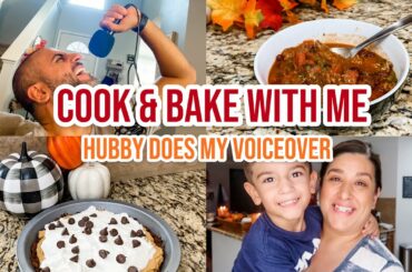 COOK & BAKE WITH ME | HUBBY DOES MY VOICEOVER | STEAK CHILI & CHOCOLATE PUMPKIN CREAM PIE
