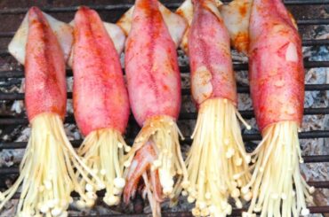 BBQ squid with Mushroom Recipe | Chili Lemon Sauce | Deo countryside