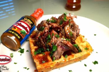 Cheddar Habanero Cornbread Waffles | El Yucateco Recipes | How to make Cornbread Waffles