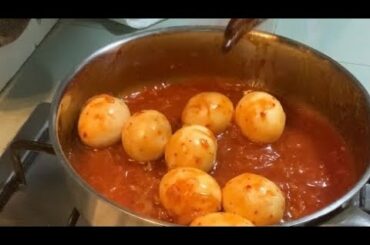 Spicy Boiled egg with kimchi base, chili sauce and tomato sauce,, Saraaaap