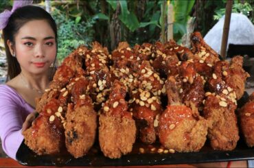 How to cook chicken leg crispy with chili sauce and peanut recipe