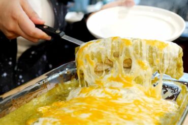 Baked Burritos Smothered w/ Creamy Green Chili Sauce | Wet Burrito Recipe | WAB