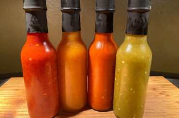 A few bottles from the large batch of sauces I made for family and friends.