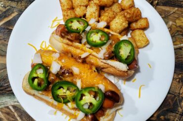 Warming up with some spicy chili dogs