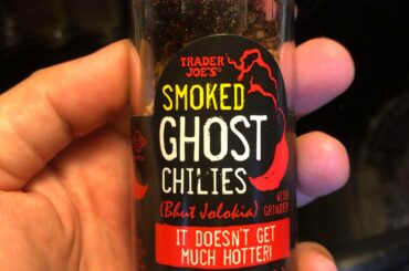 Smoked ghost chilies in a pepper grinder!