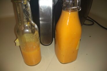 The result of my fermented habanero sauce. This stuff is HOT. And also dang good.