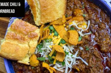 Delicious Homemade Beef Chili with Cornbread Recipe|| Chili|| Skillet Cornbread||