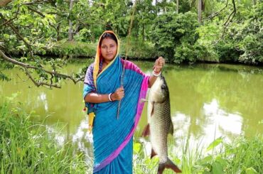 amazing hook fishing & cooking desi rui fish masala curry recipe in village style || bengali recipe