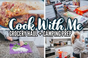 COOK WITH ME & GROCERY HAUL // CHILI RECIPE // Hunting Camp Meal Prep