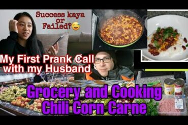 MY FIRST PRANK WITH MY HUSBAND | Grocery & Cooking Chili Corn Carne
