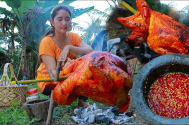 Amazing cooking chicken and eating with chili sauce recipe