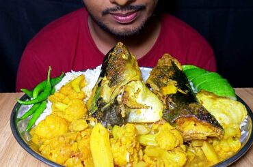 Eating Very Delicious Vegetable FISH HEAD CURRY, Green chili, Cucumbers with Rice || Eat with SUMON