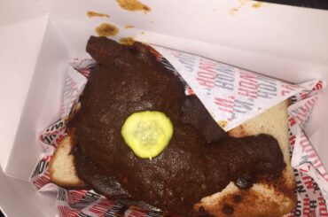 Lo and behold, the Howlin’ Plus (extra Carolina Reaper pepper) chicken leg quarter, the destroyer of bowels and toilets, from Howlin’ Ray’s in Old Chinatown, California.