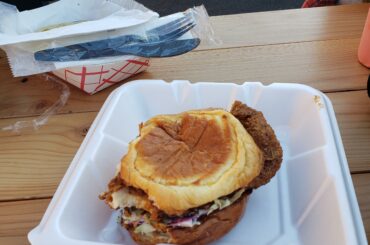 FINALLY remembered my cake day, so I'm gonna share yesterday's first for me. 1st Nashville style spicy chicken sandwich...im in Connecticut but its still my first spicy chicken while visiting the East Coast. This was in Parkville Market and its definitely 10/10:)