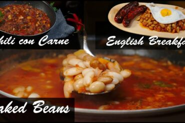 Christmas ideas for beans - Chili con Carne, English Breakfast and just baked beans 3 recipes in 1
