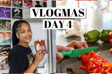 VLOGMAS DAY 4 | COOK WITH ME + Grocery Haul! | Cooking Vegan Chili | Arnellarmon