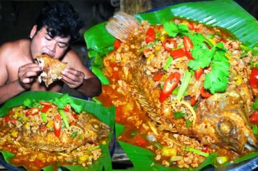 Cooking Spicy Fish Recipe Eating So Yummy- Cook Pork Meat Spice with Fish & Hot Chili Sauce
