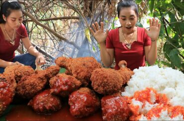 Amazing cooking chicken leg crispy with chili sauce and rice recipe - Amazing video