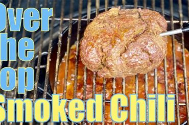 Over the top Chili on the Kamado Joe. This smoked Chili is literally "over the top"