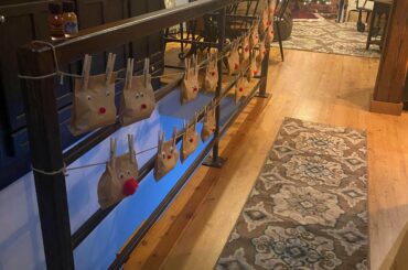 Saw all the advent calendars and was feeling left out. Mentioned them to my mom and I show up tonight to a homemade “advent calendar”. Each reindeer bag has a small bottle, the bag for the 24th has a full size bottle. Cloths pins are also the antlers.