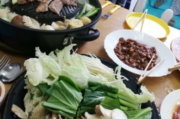 First try in door BBQ hot pot and homemade spicy chilli dip!