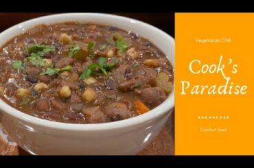 Vegetarian chili soup| Plant-based protein soup| Vegan chili recipe