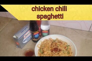 Chicken chili spaghetti, chili spaghetti, simple easy spaghetti,