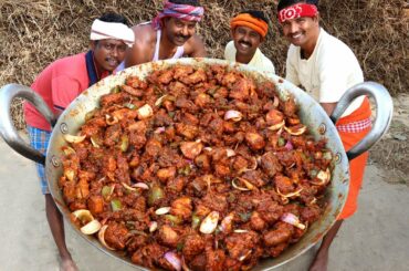 Dry Chili Chicken and Fried Rice Cooking | Village Chili Chicken Recipe for Villagers