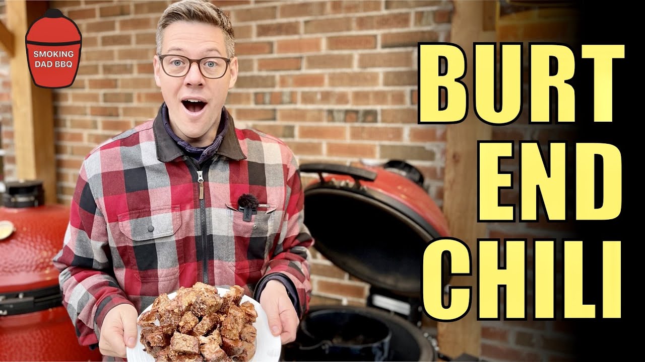 Texas brisket BURNT END chili smoked on the Kamado Joe Classic. My