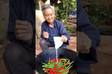 Grandma cooking in village _ How to cook egg with chili recipe _ Amazing cooking video