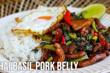 Thai Basil Recipe with Pork Belly Pad Kra Pao at Home
