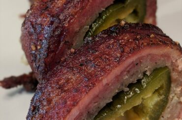 Cheese stuffed jalapeno wrapped in breakfast sausage and wrapped in bacon. Seasoned with spicy dry rub and smoked. Can sub in cream cheese if you wish. Otherwise, Armadillo Eggs are a welcome tasty treat with a nice pop of heat!