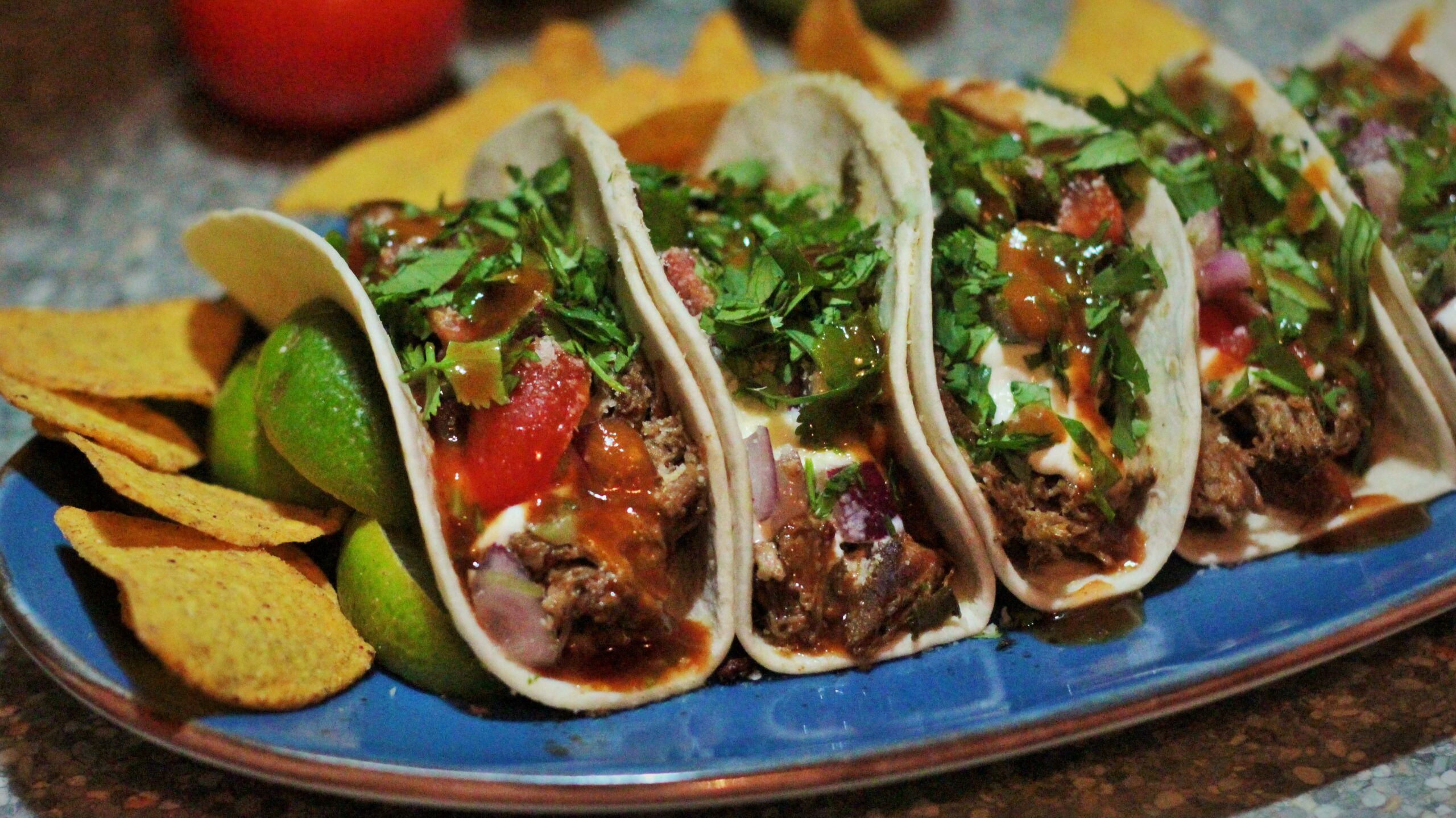 Irish Tacos Carnitas with an Orange & Scotch sauce, as well as