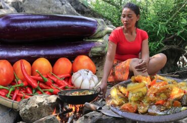 Cooking Eggplant with Tomato Spicy Chili Tasty For Eating Delicious