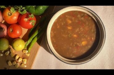 Hot & Sour Vegetable Corn Soup Recipe in Hindi by Red Chilli Tadka /  Veg Soup Recipe