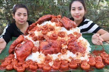 Cooking chicken leg fried with chili sauce and mushroom recipe - Cooking skill